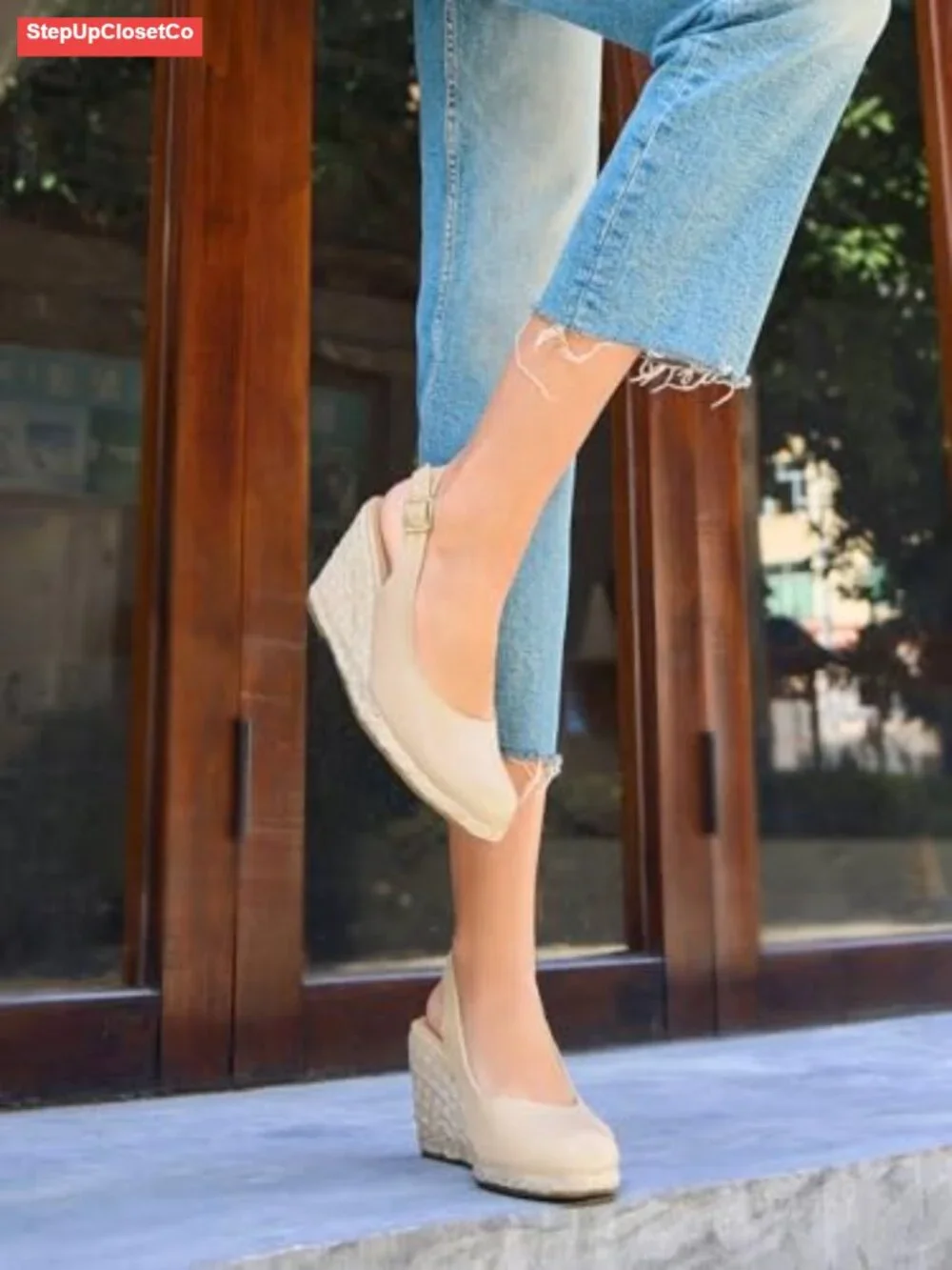 Platform Wedges Sandals Espadrilles Closed Toe Slingback Ankle Buckle Strap